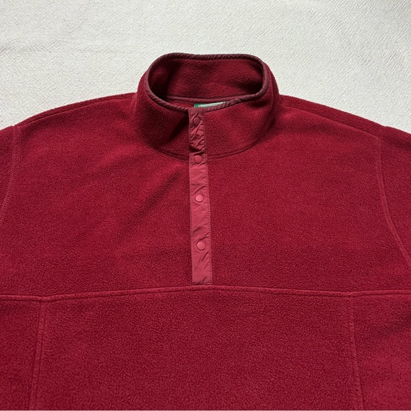 LLBean Men’s Dark Red Fleece 1/4 Snap Pullover with pockets XL Tall - Picture 5 of 7